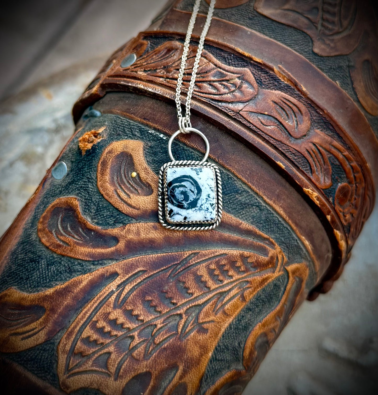White Buffalo Rose Necklace