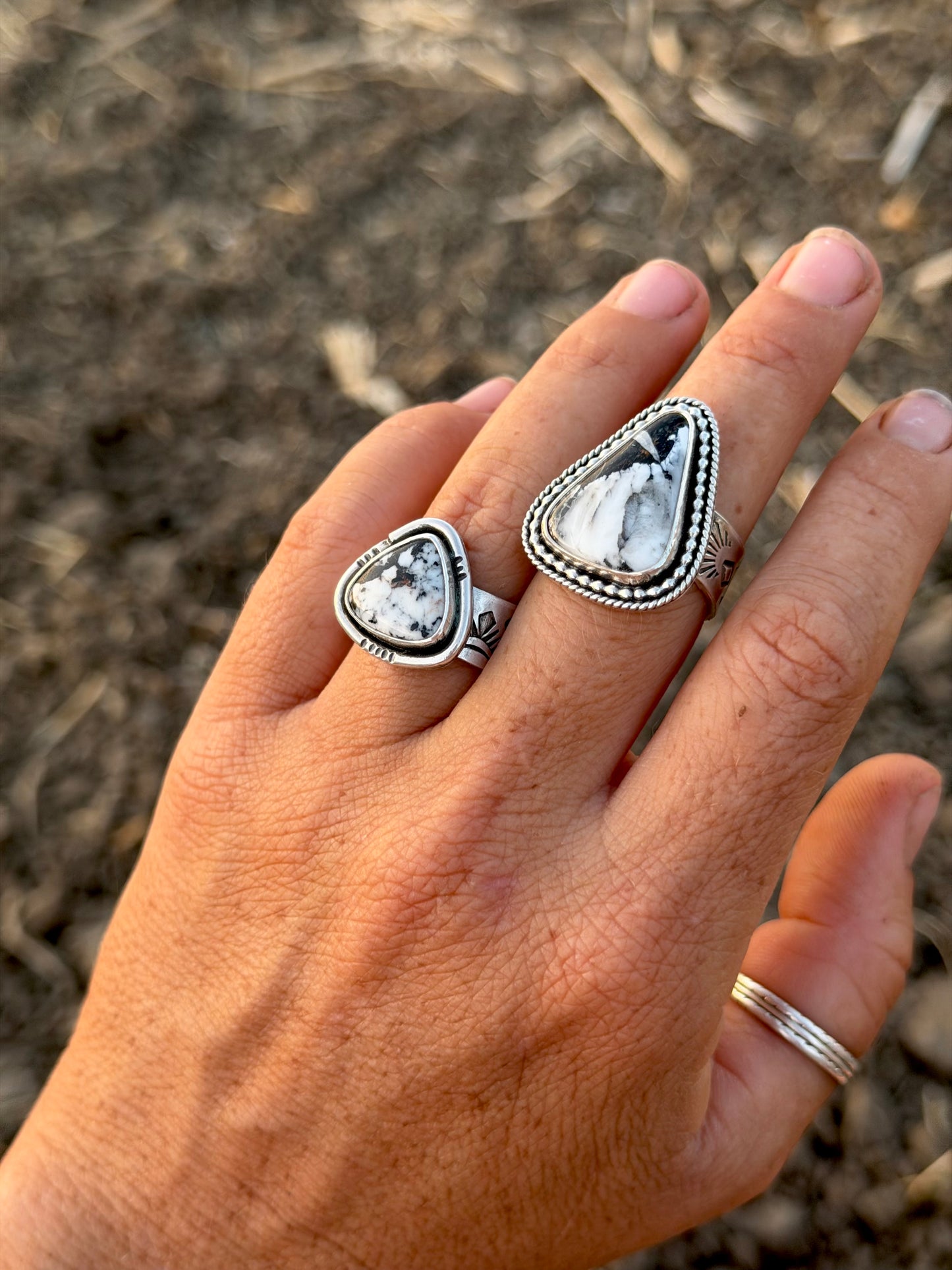 White Buffalo Ring Size 6.5