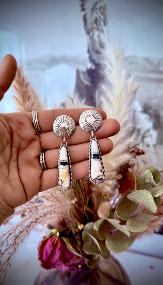 White Buffalo Concho Earrings