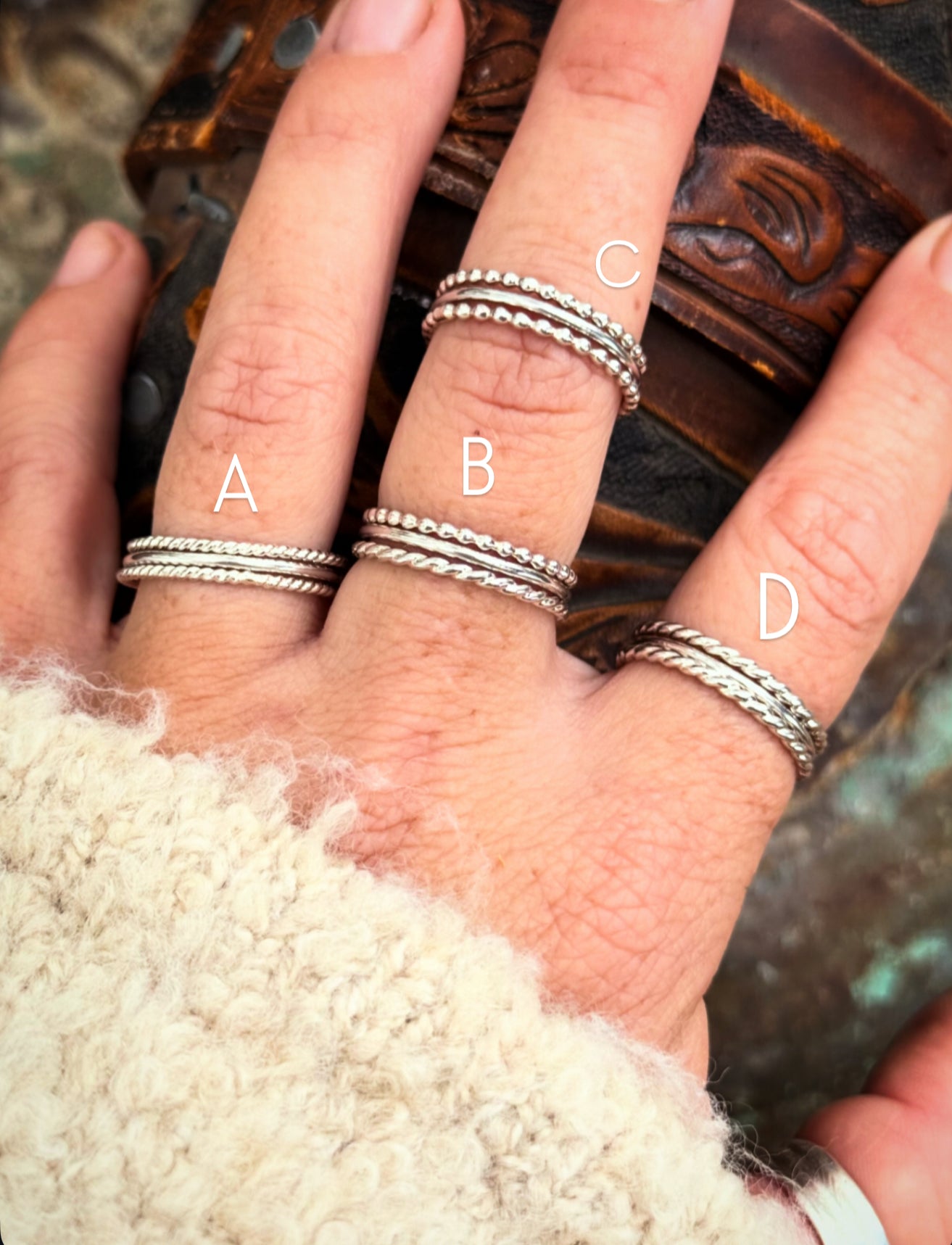 Sterling Silver Stackable Ring Sets (A-C)