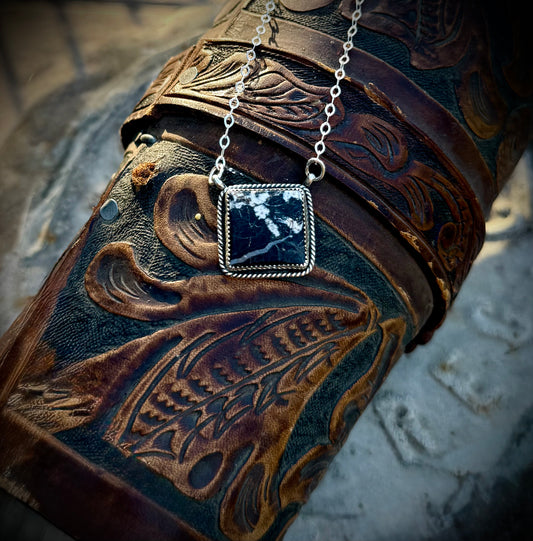 White Buffalo Square Necklace