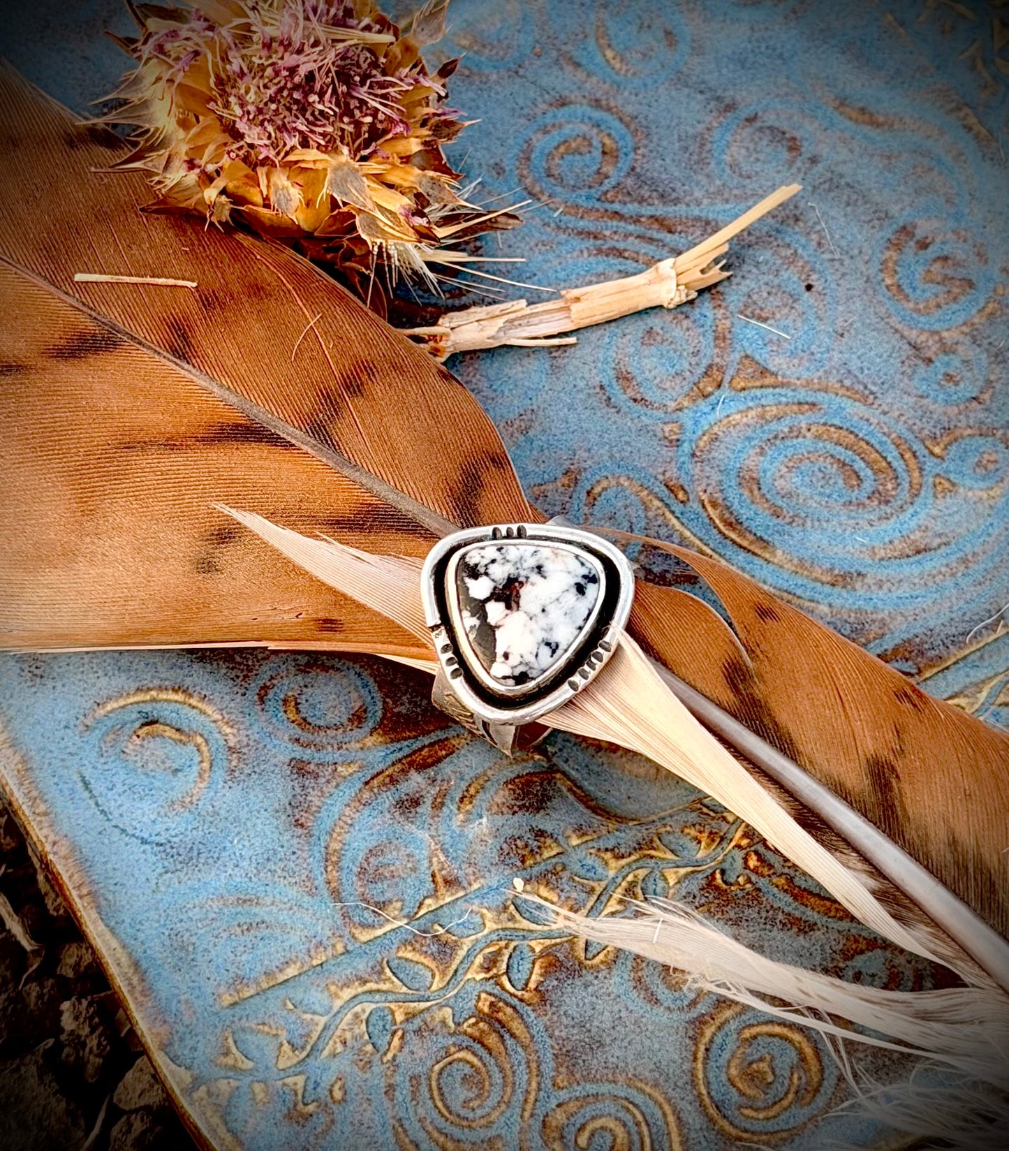 White Buffalo Ring Size 6.5