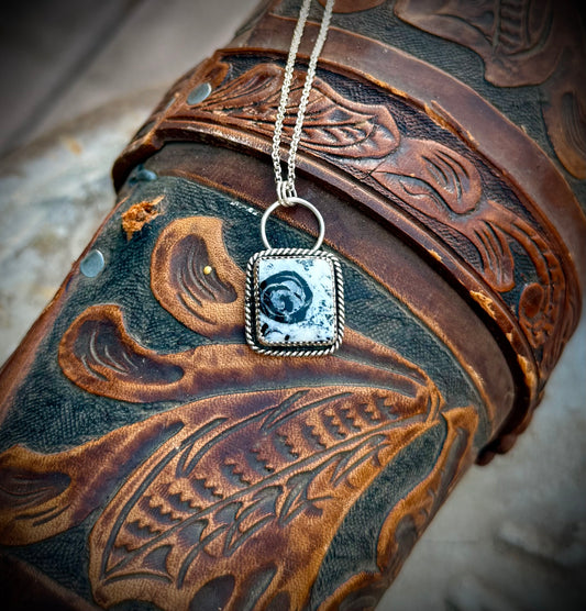 White Buffalo Rose Necklace