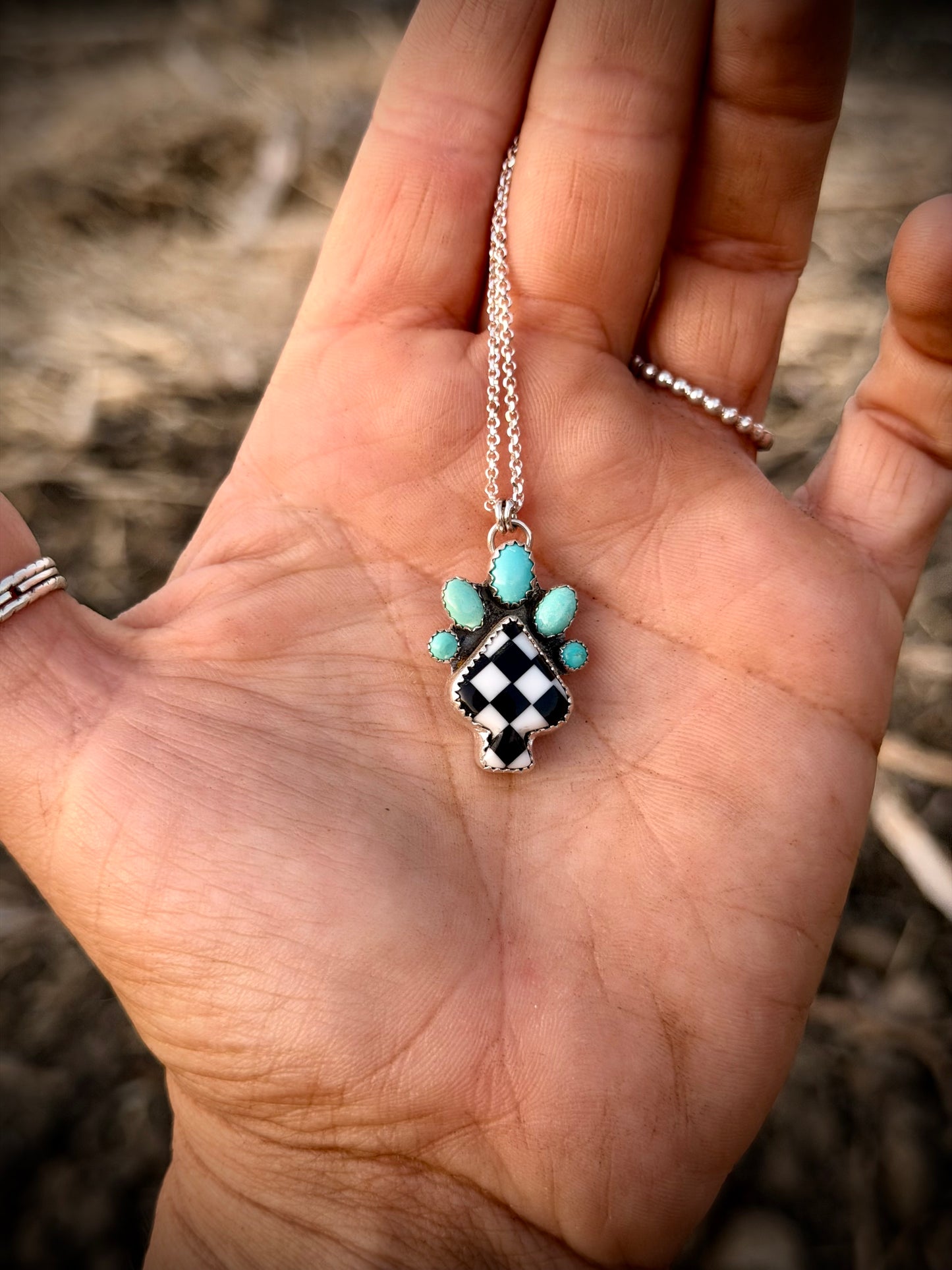 Checkered Spade Necklace