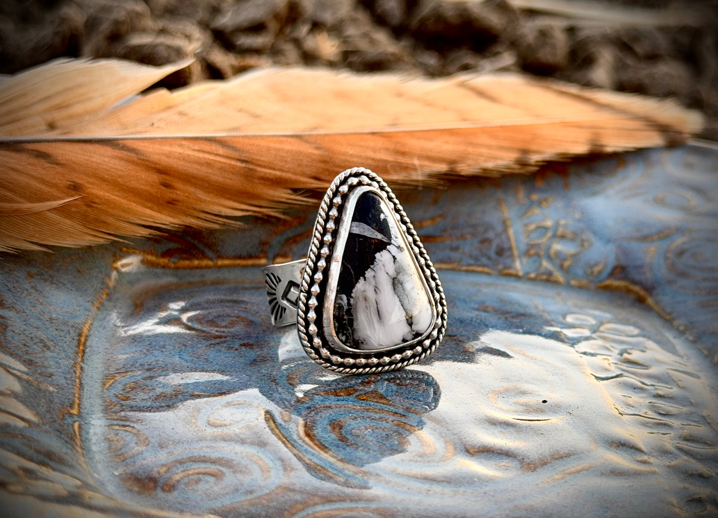 White Buffalo Ring Size 7