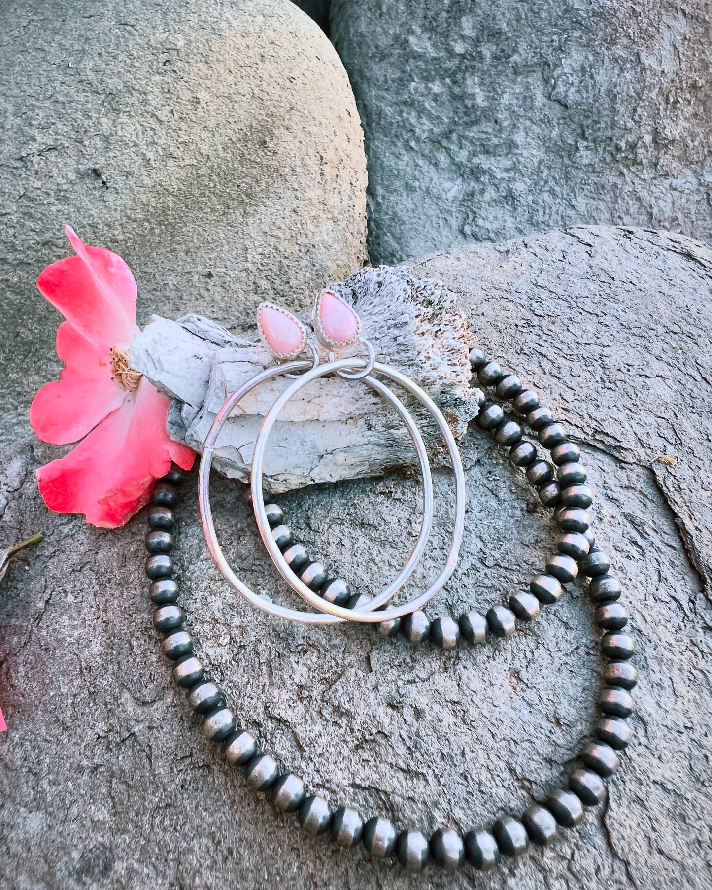 Pink Peruvian Opal Hoops